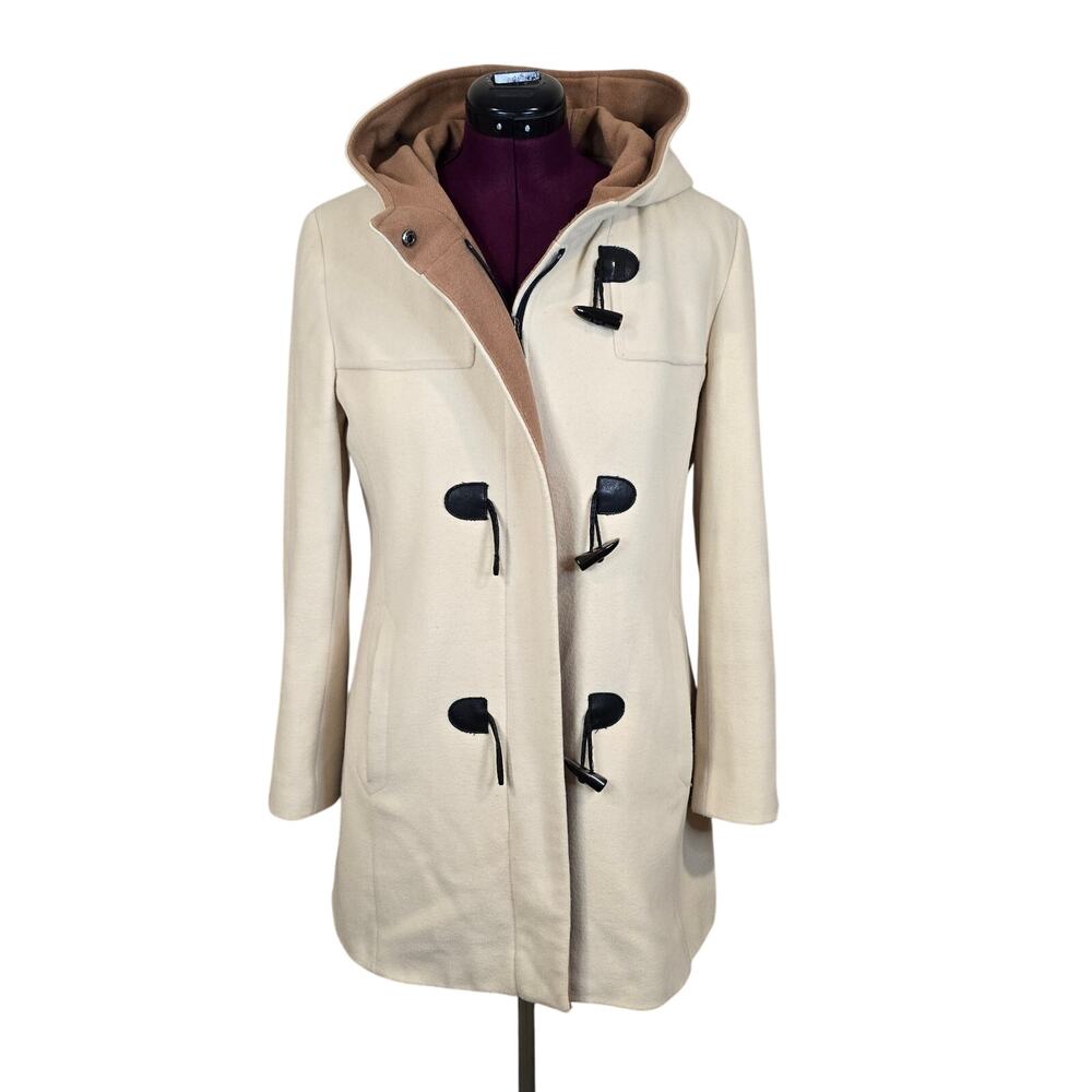 Women's Pendleton Beige Wool Cashmere Blend Hooded Pea Coat | Size 10